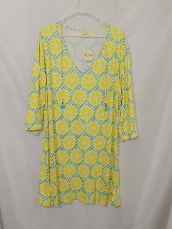 Viv & Lou Other - Viv & Lou Lemon Print Tunic Dress Main Squeeze Swim Cover Up 2XL NEW